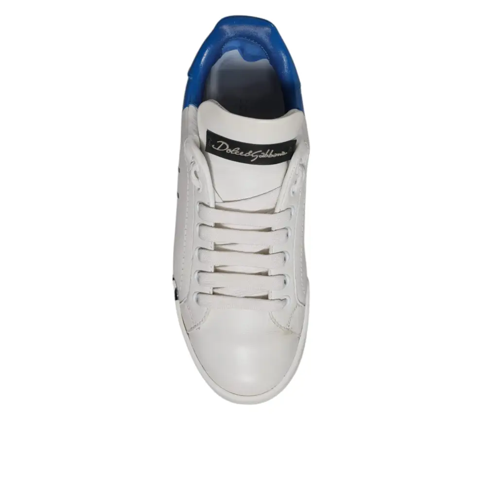 Dolce & Gabbana Weiß Blau Logo Portofino Turnschuhe Schuhe - EU35/US4.5