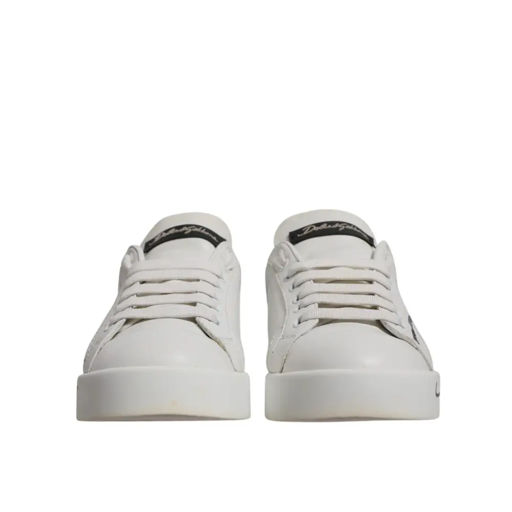 Dolce & Gabbana Weiß Blau Logo Portofino Turnschuhe Schuhe - EU35/US4.5