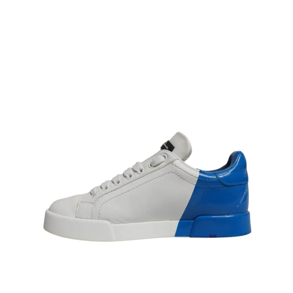 Dolce & Gabbana Weiß Blau Logo Portofino Turnschuhe Schuhe - EU35/US4.5