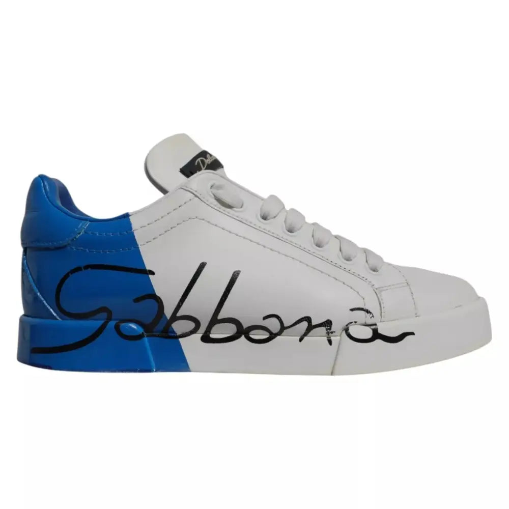 Dolce & Gabbana Weiß Blau Logo Portofino Turnschuhe Schuhe - EU36/US6