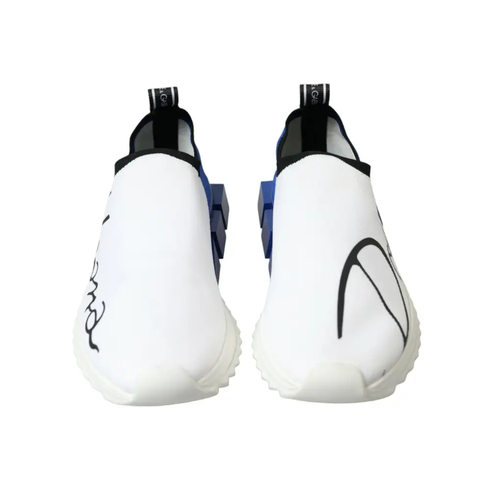 Dolce & Gabbana Weiß Blau Sorrento Low Top Männer Casual Turnschuhe Schuhe - EU 39.5 | US 6.5