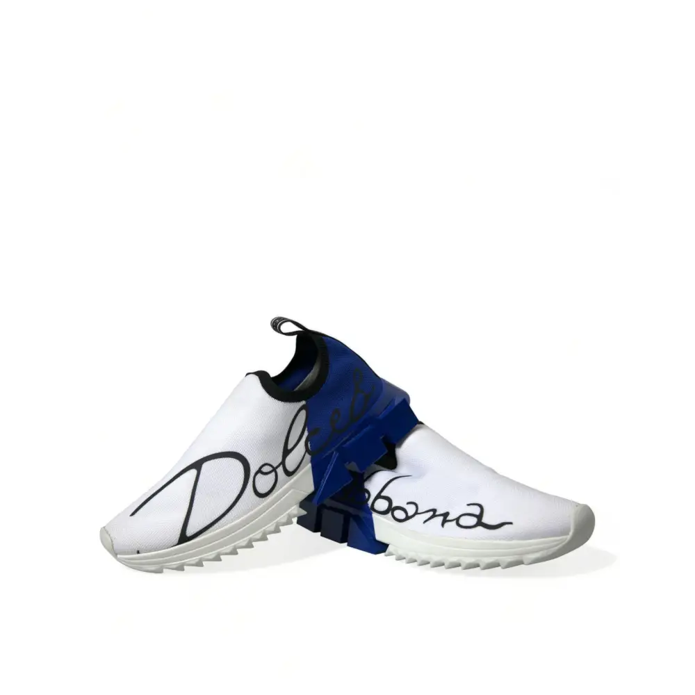 Dolce & Gabbana Weiß Blau Sorrento Low Top Männer Casual Turnschuhe Schuhe - EU 39.5 | US 6.5