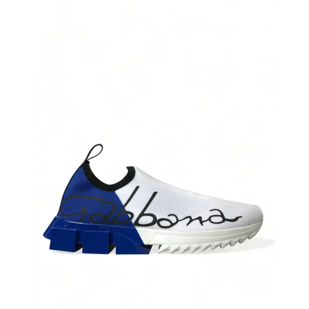 Dolce & Gabbana Weiß Blau Sorrento Low Top Männer Casual Turnschuhe Schuhe - EU 39.5 | US 6.5