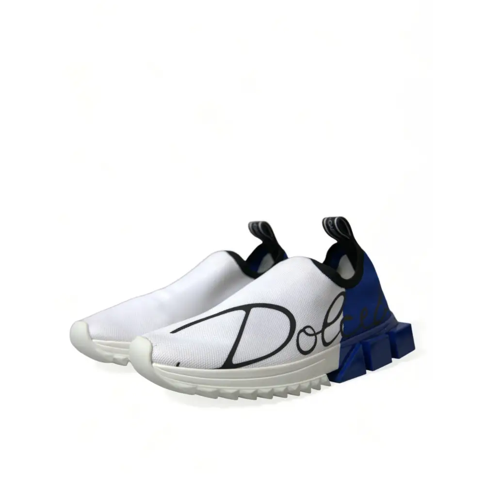 Dolce & Gabbana Weiß Blau Sorrento Low Top Männer Casual Turnschuhe Schuhe - EU 39.5 | US 6.5