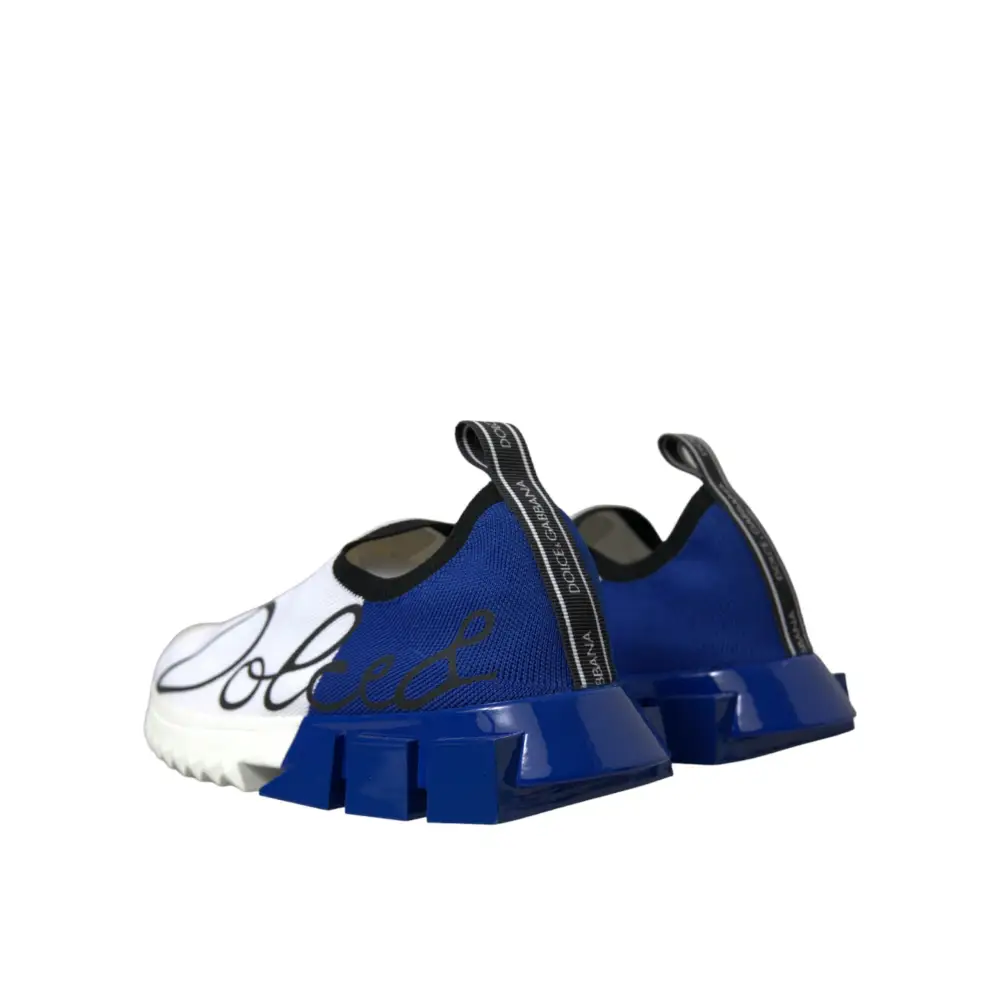 Dolce & Gabbana Weiß Blau Sorrento Low Top Männer Casual Turnschuhe Schuhe - EU 39.5 | US 6.5