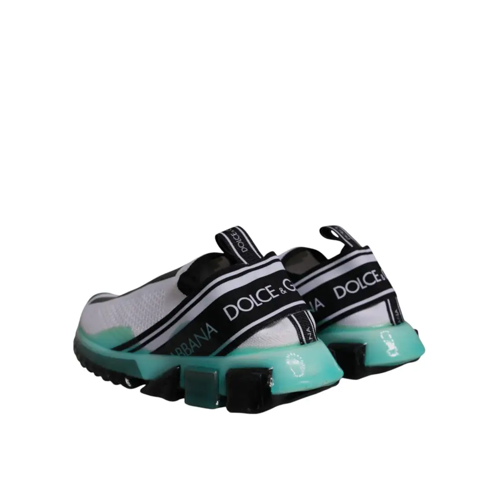 Dolce & Gabbana Weiß Blau Sorrento Slip On Turnschuhe Schuhe - EU39/US6