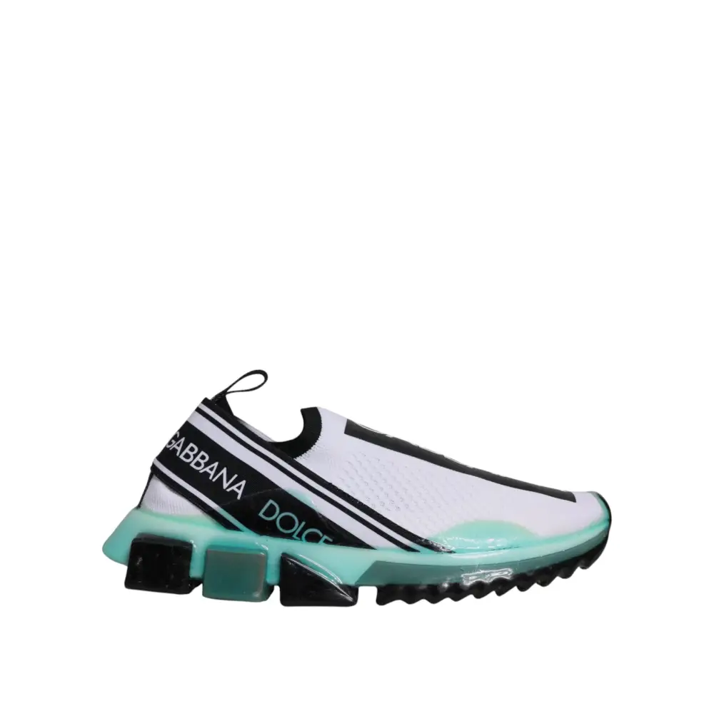 Dolce & Gabbana Weiß Blau Sorrento Slip On Turnschuhe Schuhe - EU39/US6