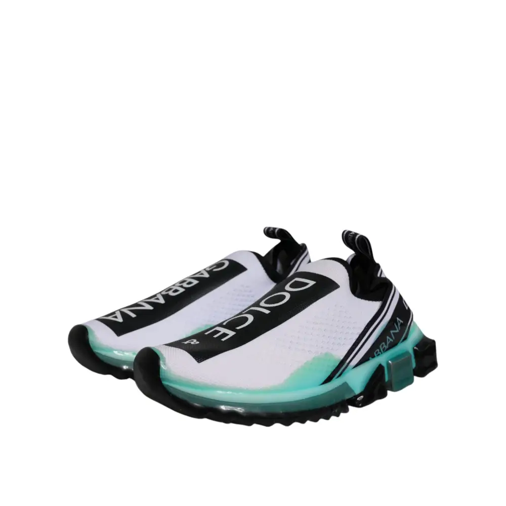 Dolce & Gabbana Weiß Blau Sorrento Slip On Turnschuhe Schuhe - EU39/US6