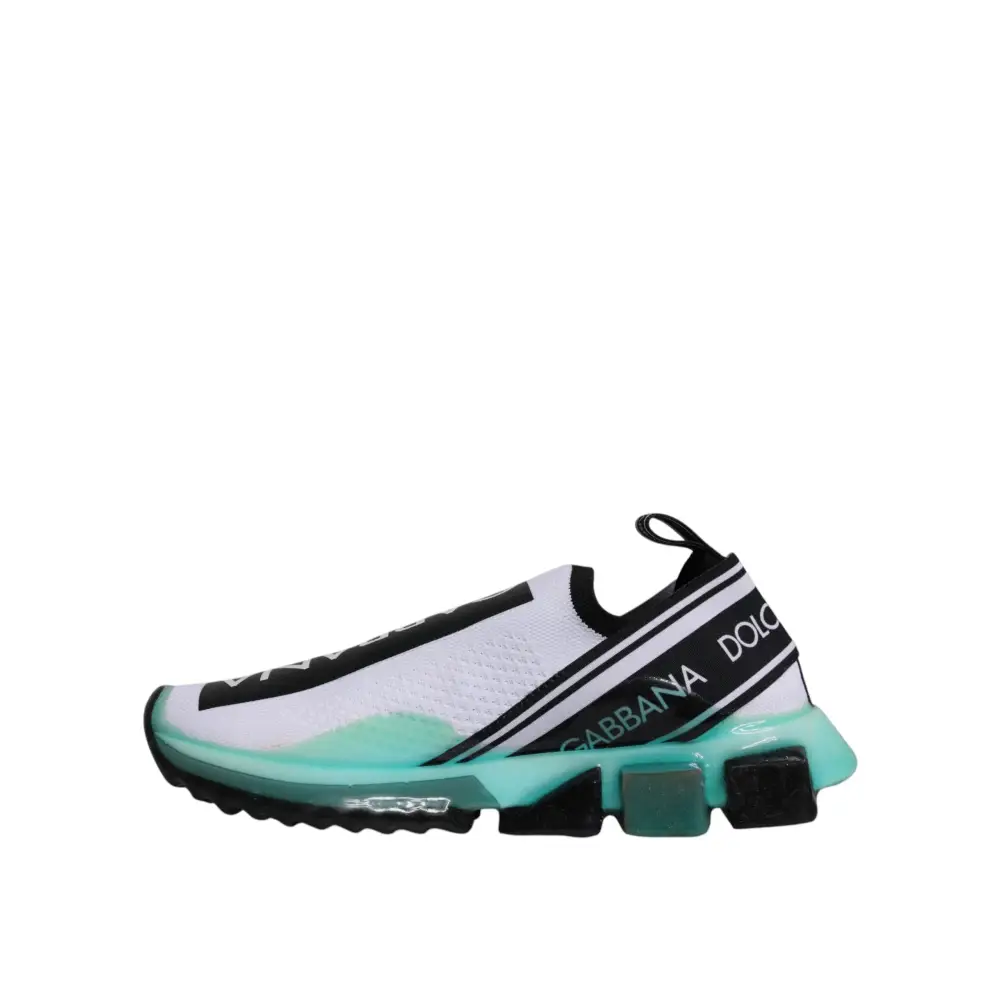 Dolce & Gabbana Weiß Blau Sorrento Slip On Turnschuhe Schuhe - EU39/US6