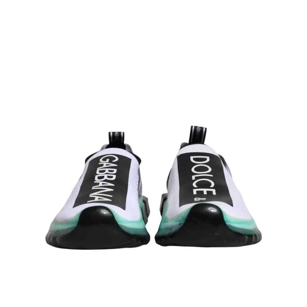 Dolce & Gabbana Weiß Blau Sorrento Slip On Turnschuhe Schuhe - EU39/US6