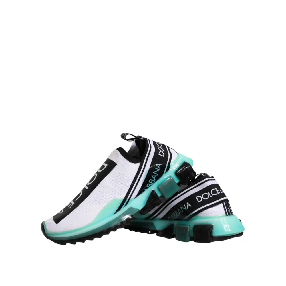 Dolce & Gabbana Weiß Blau Sorrento Slip On Turnschuhe Schuhe - EU39/US6