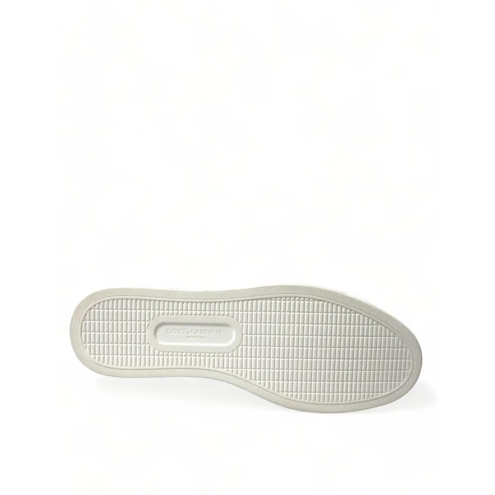 Dolce & Gabbana Weiß Bordeaux Leder Logo Low Top Sneakers Schuhe