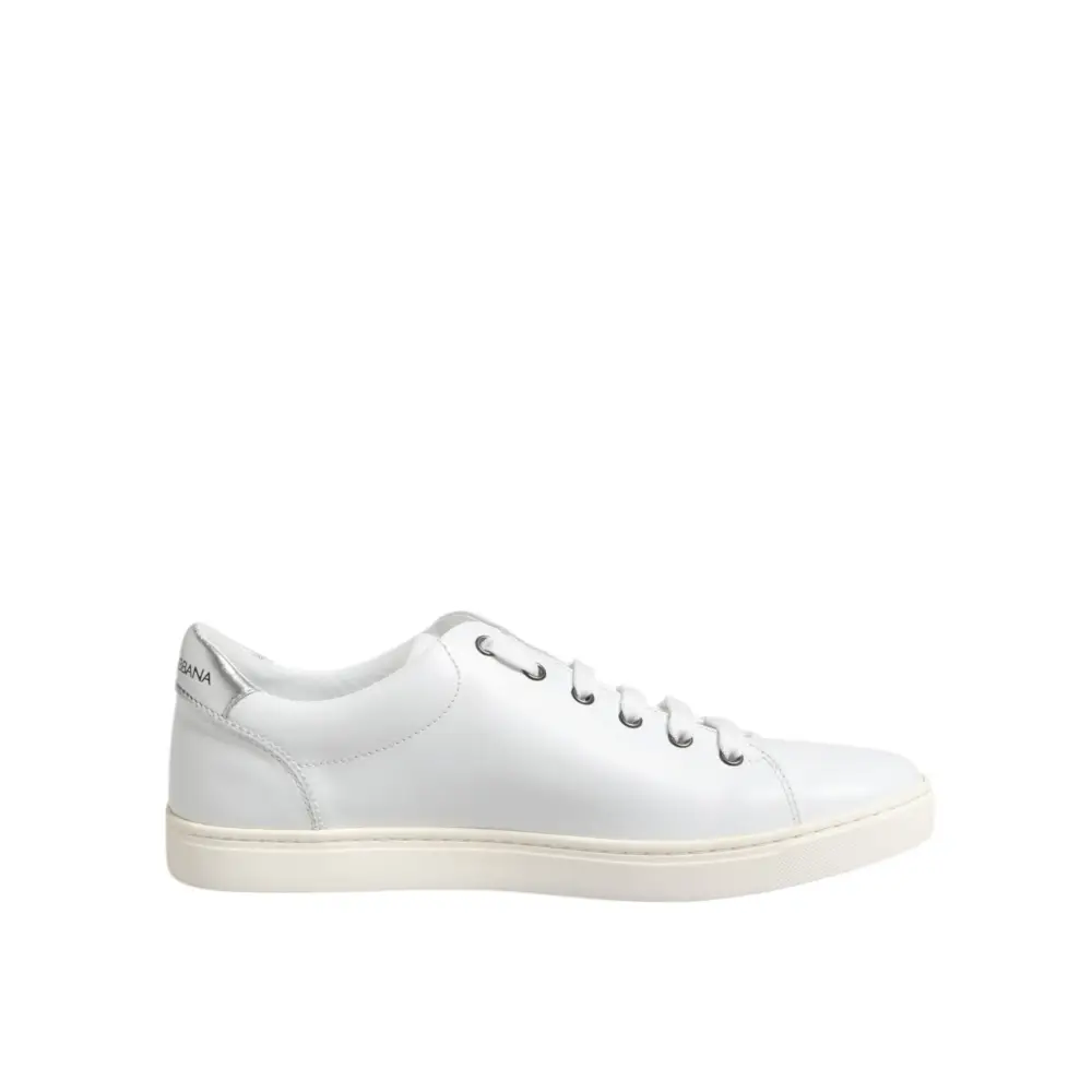 Dolce & Gabbana Weiß Crown Bee Leder Low Top Turnschuhe Schuhe - EU42/US9