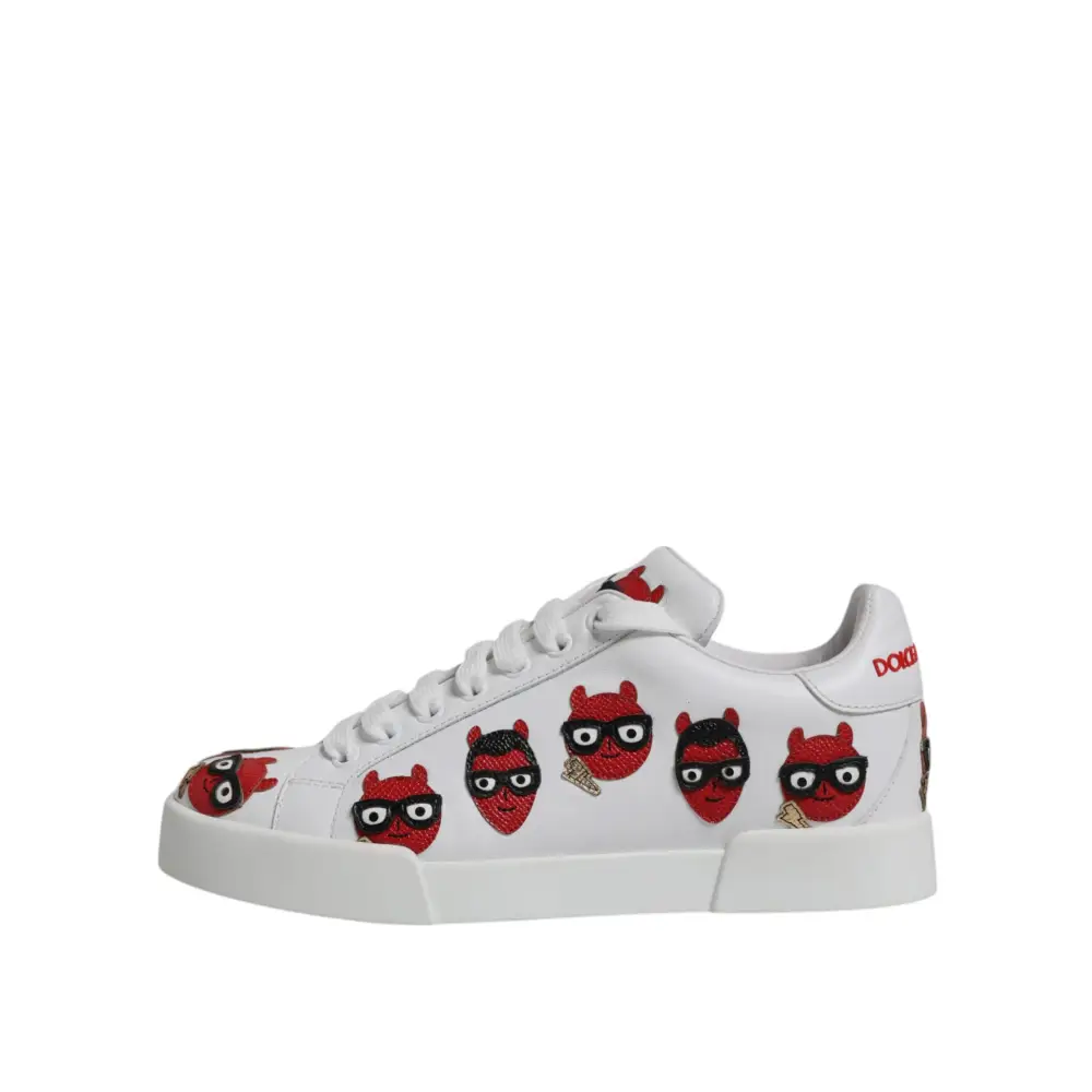Dolce & Gabbana Weiß Devil Face Portofino Turnschuhe Schuhe - EU36/US6