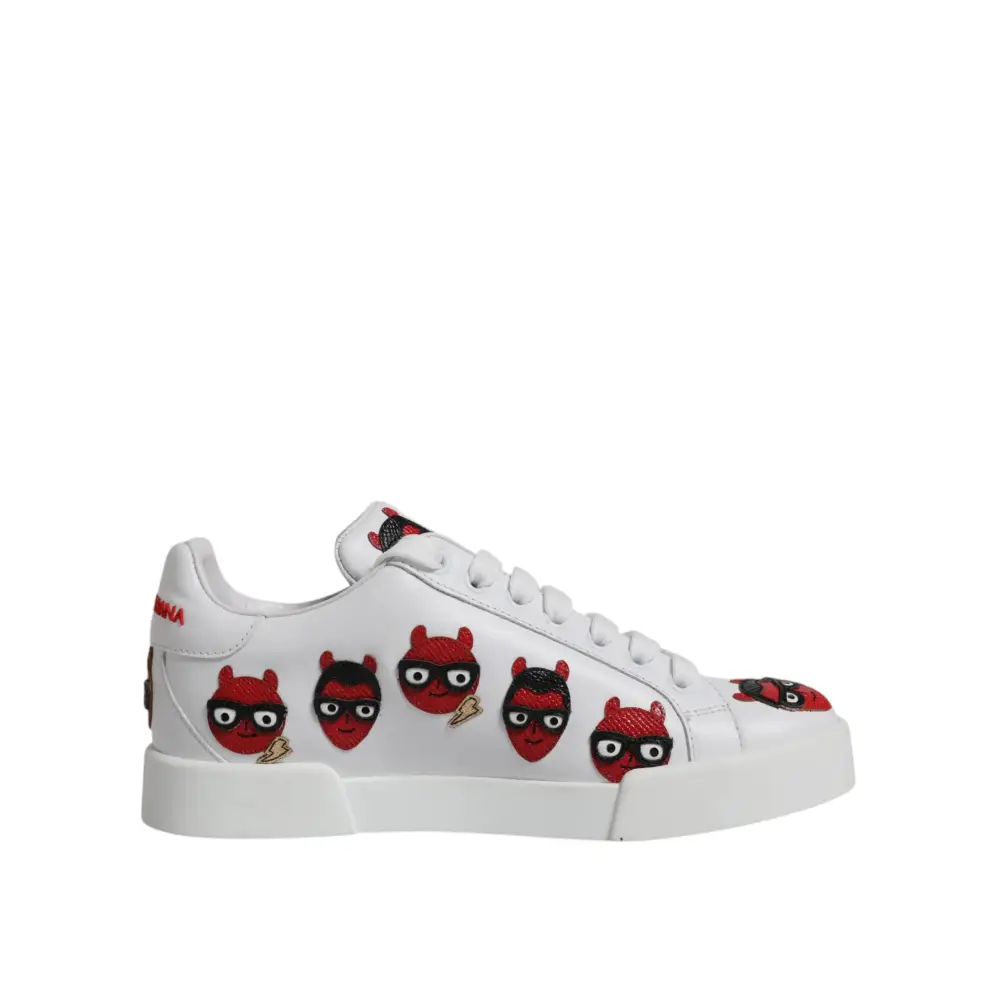 Dolce & Gabbana Weiß Devil Face Portofino Turnschuhe Schuhe - EU36/US6