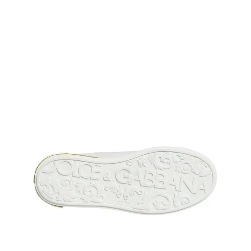 Dolce & Gabbana Weiß Gelb Leder Low Top Turnschuhe Schuhe - EU35.5/US5