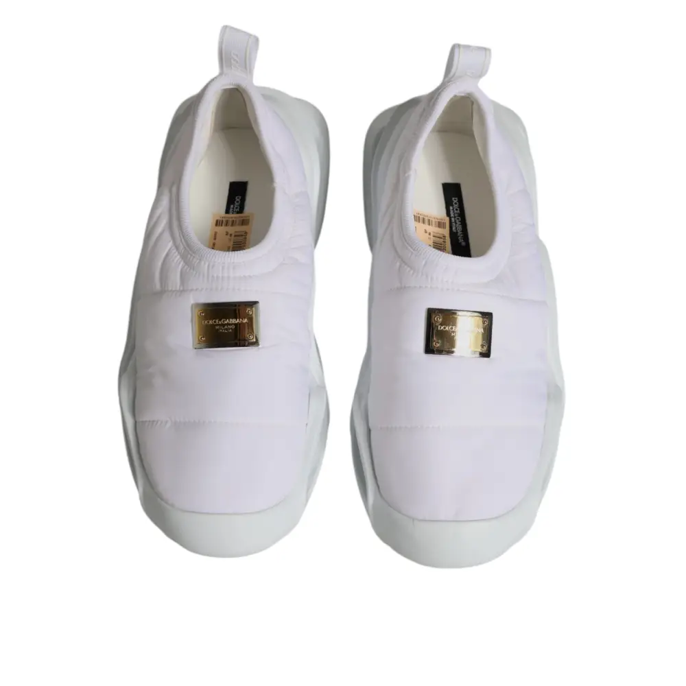 Dolce & Gabbana Weiß gepolstert Stoff Low Top Turnschuhe Schuhe - EU39/US8.5