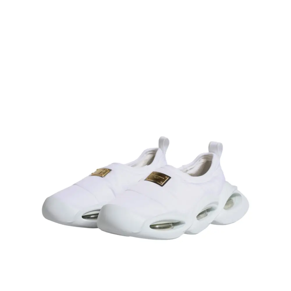 Dolce & Gabbana Weiß gepolstert Stoff Low Top Turnschuhe Schuhe - EU39/US8.5