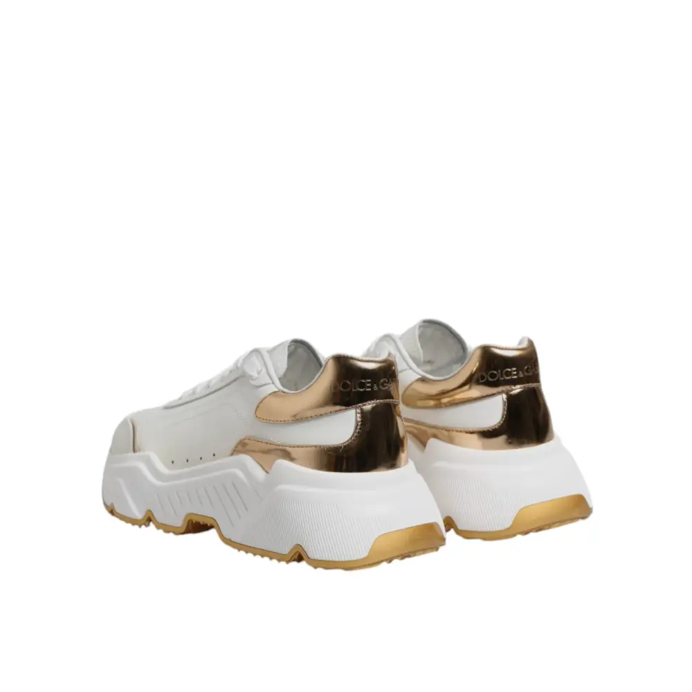 Dolce & Gabbana Weiß Gold Daymaster Low Top Turnschuhe Schuhe - EU36.5/US6
