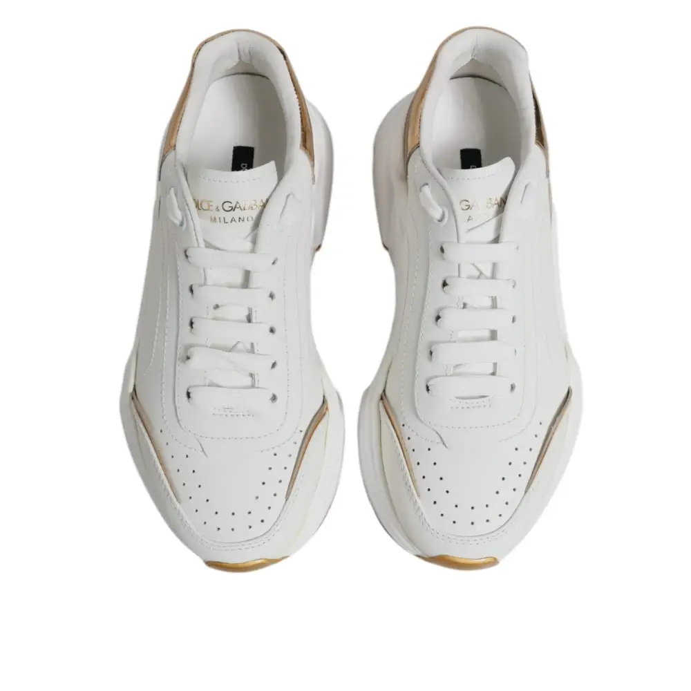 Dolce & Gabbana Weiß Gold Daymaster Low Top Turnschuhe Schuhe - EU36.5/US6