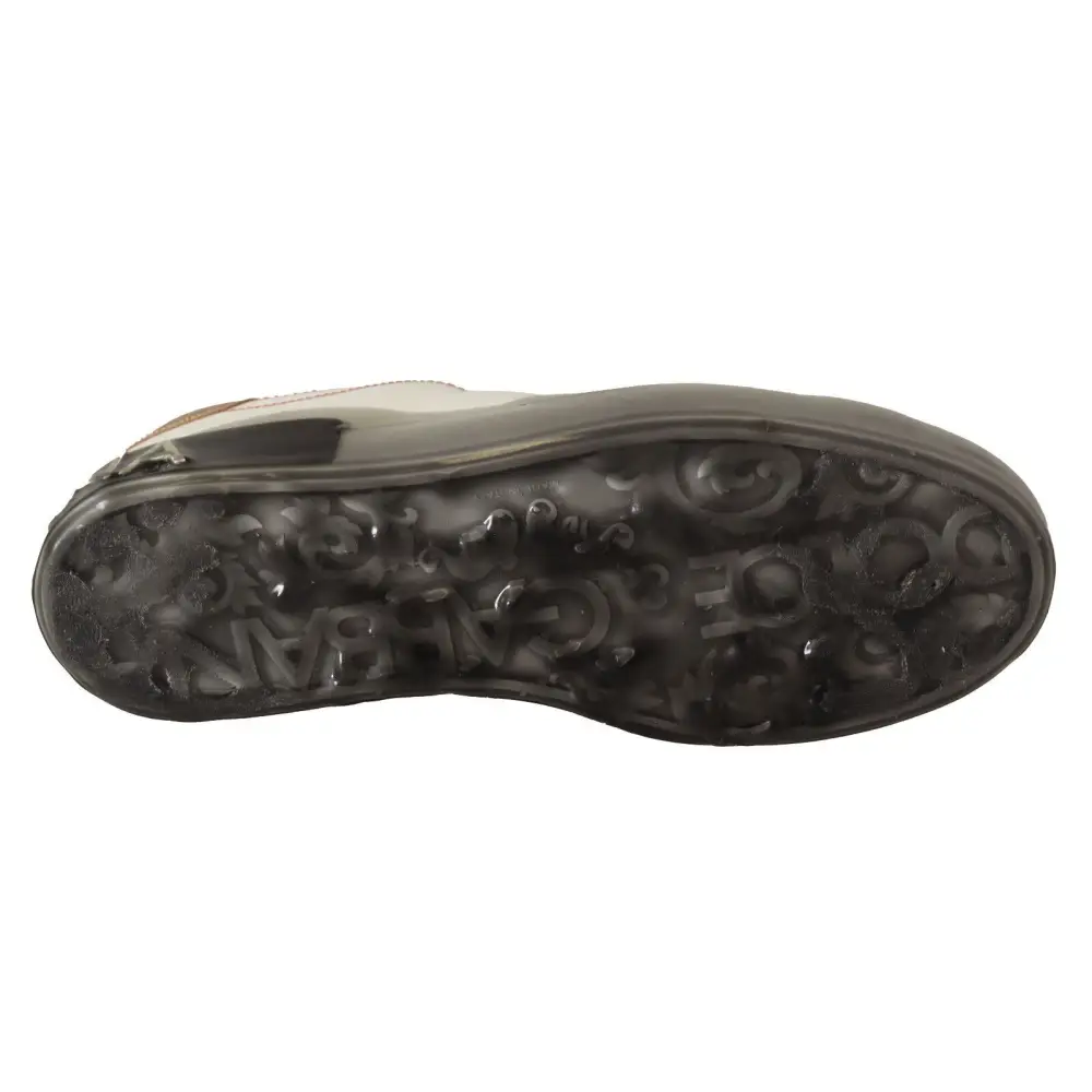 Dolce & Gabbana Weiß Gold Leder Low Top Turnschuhe Freizeitschuhe