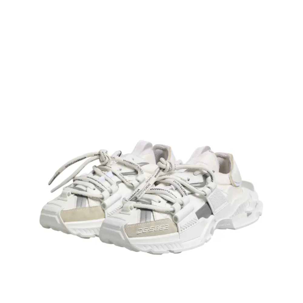 Dolce & Gabbana Weiß Grau Low Top Space Sneakers Schuhe - EU40.5/US7.5