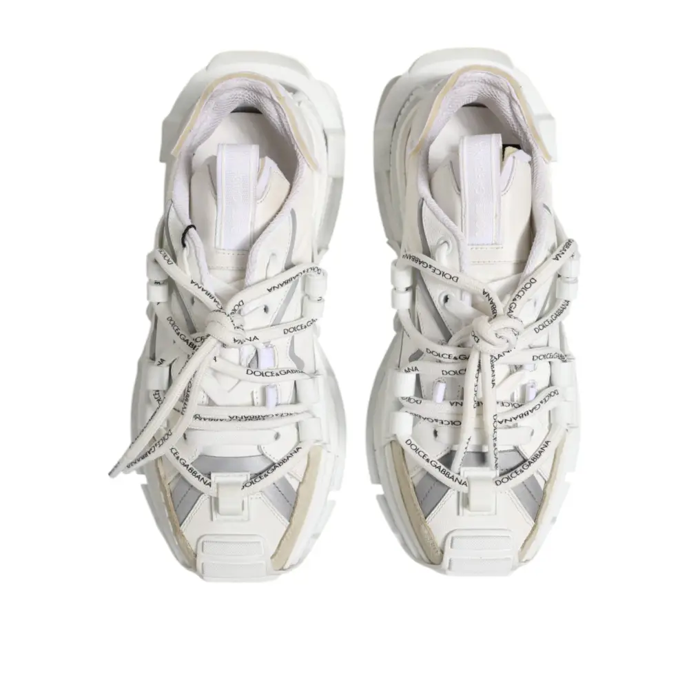 Dolce & Gabbana Weiß Grau Low Top Space Sneakers Schuhe - EU40.5/US7.5