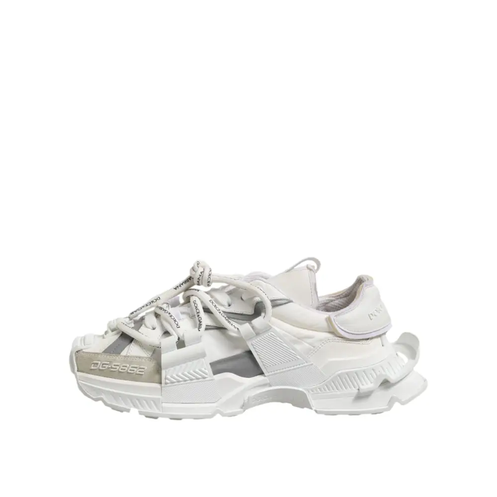 Dolce & Gabbana Weiß Grau Low Top Space Sneakers Schuhe - EU40.5/US7.5