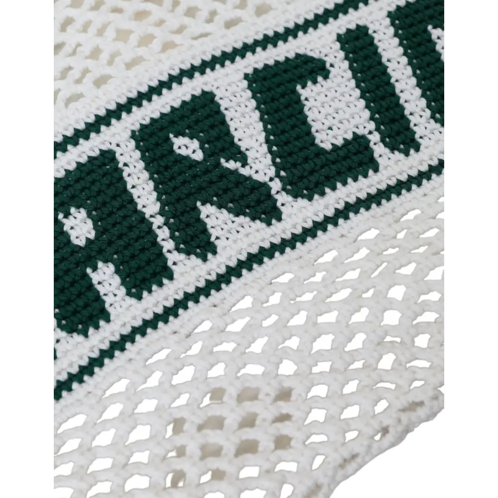 Dolce & Gabbana Weiß Grün gestrickt Baumwolle Logo Einkaufstasche