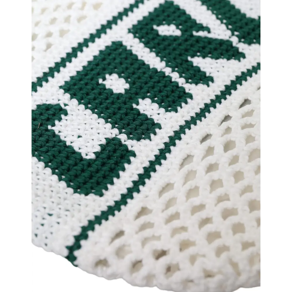 Dolce & Gabbana Weiß Grün gestrickt Baumwolle Logo Einkaufstasche