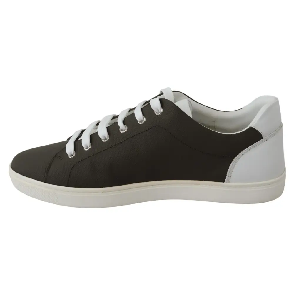 Dolce & Gabbana Weiß Grün Leder Low Top Turnschuhe Schuhe