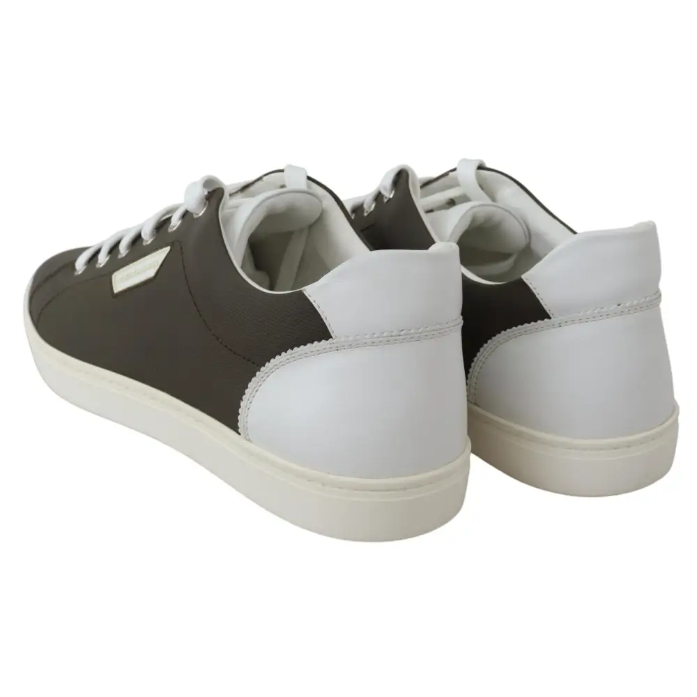 Dolce & Gabbana Weiß Grün Leder Low Top Turnschuhe Schuhe