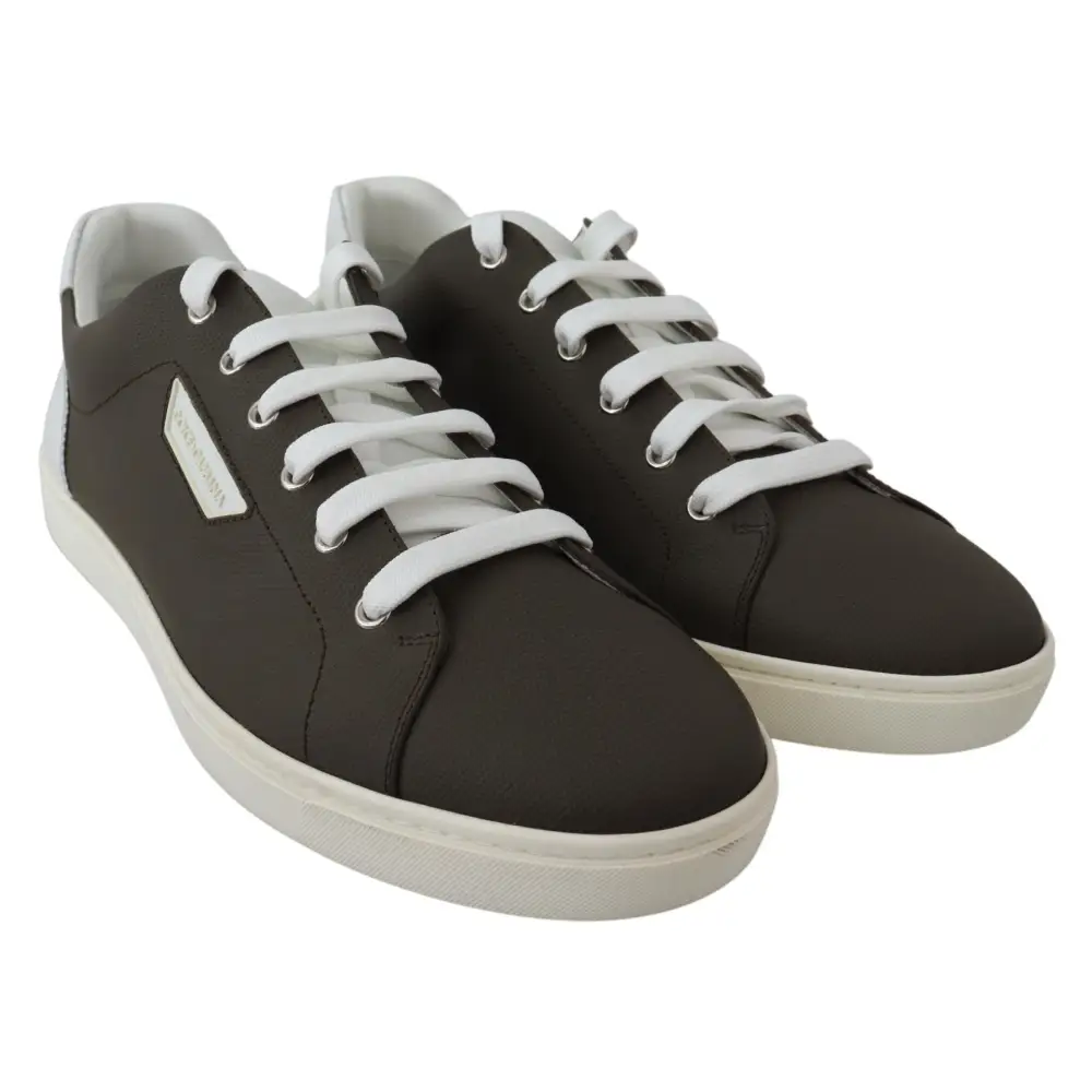 Dolce & Gabbana Weiß Grün Leder Low Top Turnschuhe Schuhe