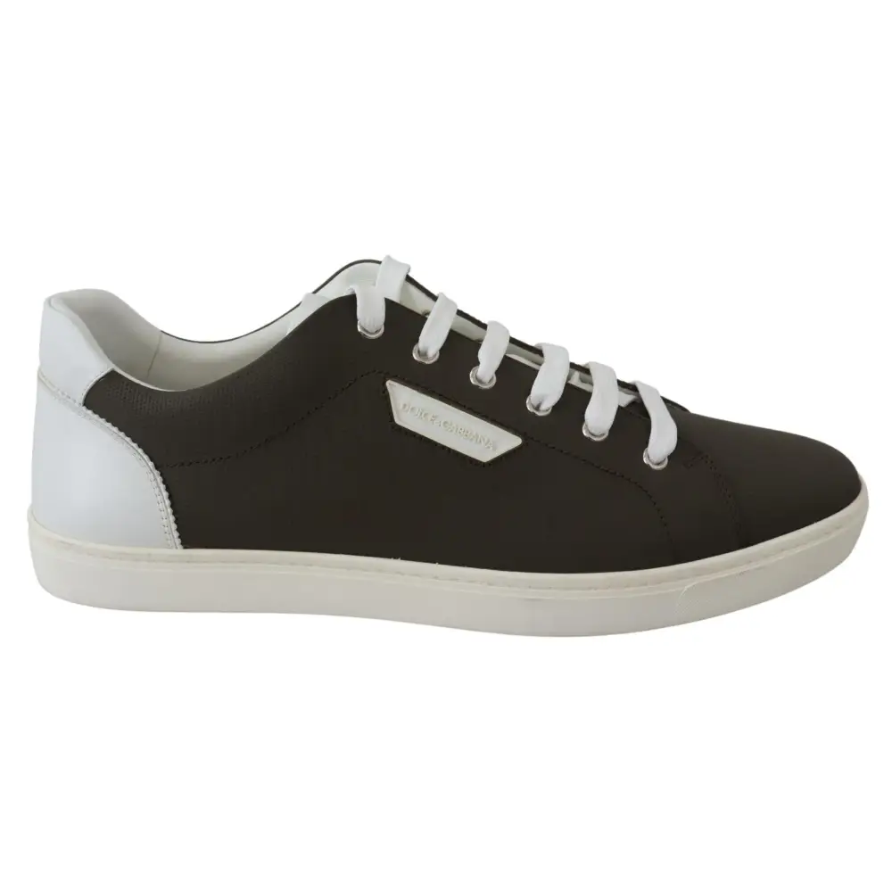 Dolce & Gabbana Weiß Grün Leder Low Top Turnschuhe Schuhe
