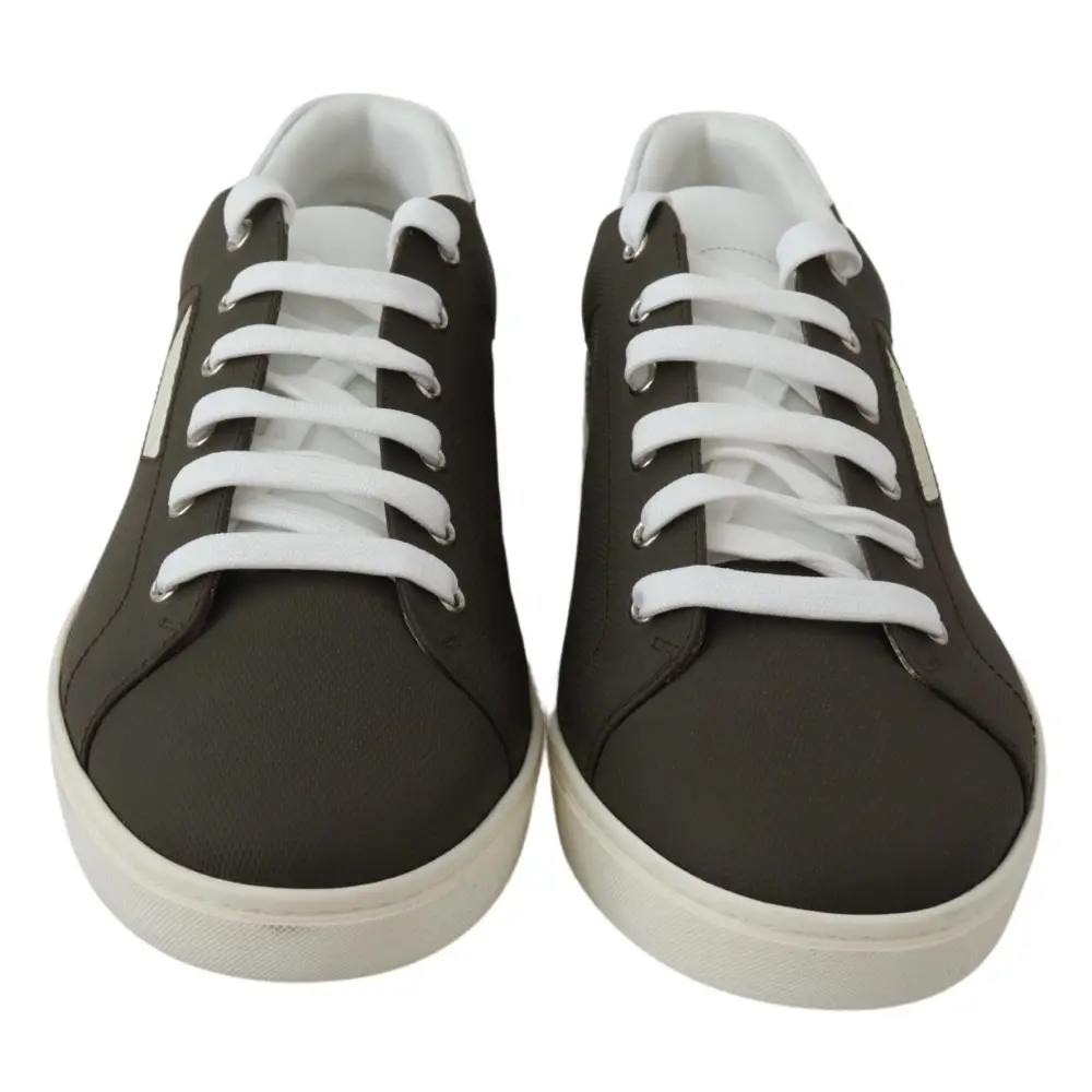 Dolce & Gabbana Weiß Grün Leder Low Top Turnschuhe Schuhe
