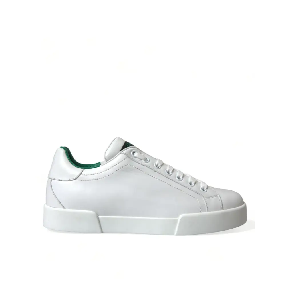 Dolce & Gabbana Weiß Grün Leder Portofino Turnschuhe Schuhe - EU39.5/US6.5