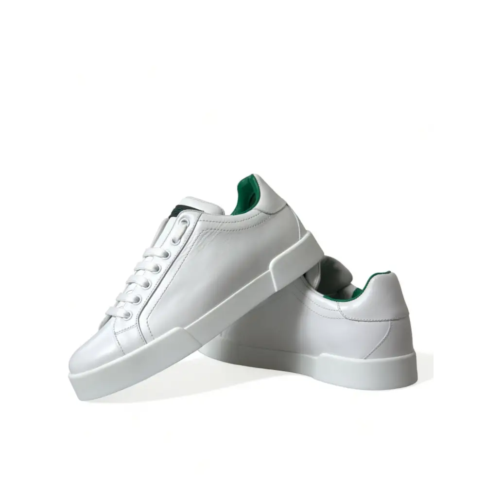 Dolce & Gabbana Weiß Grün Leder Portofino Turnschuhe Schuhe - EU39.5/US6.5