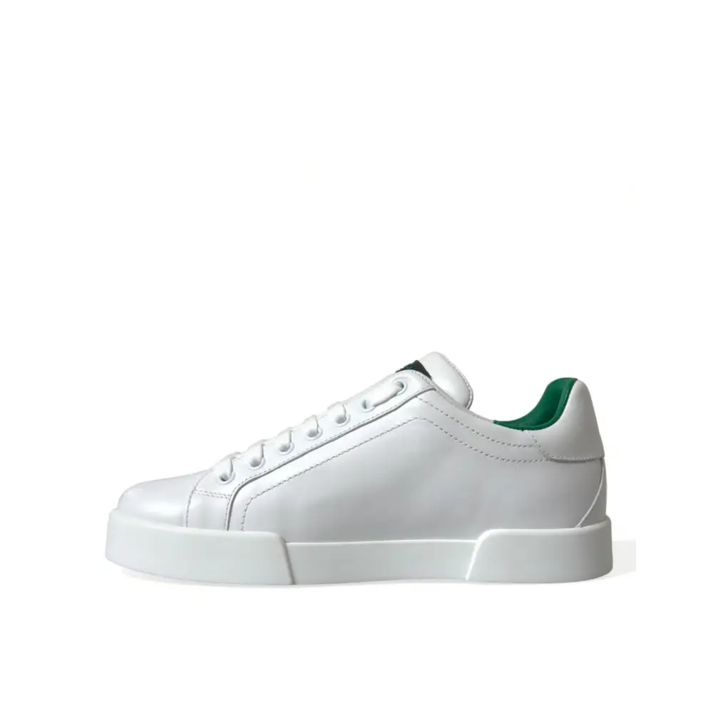 Dolce & Gabbana Weiß Grün Leder Portofino Turnschuhe Schuhe - EU39.5/US6.5