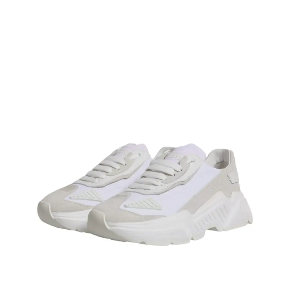 Dolce & Gabbana Weiß Leder Daymaster Low Top Turnschuhe Schuhe - EU39/US6