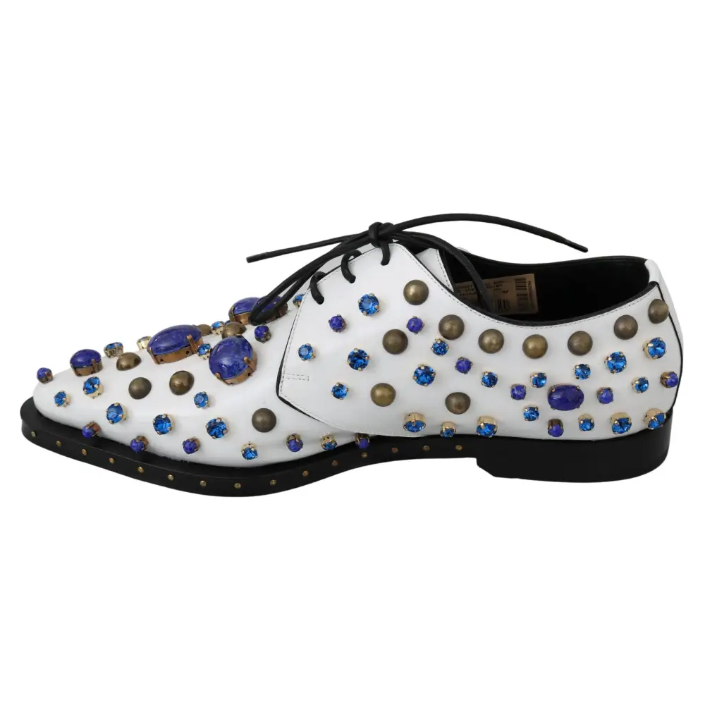 Dolce & Gabbana Weiß Leder Kristalle Kleid Broque Schuhe - EU39/US8.5