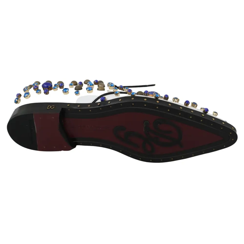 Dolce & Gabbana Weiß Leder Kristalle Kleid Broque Schuhe - EU39/US8.5