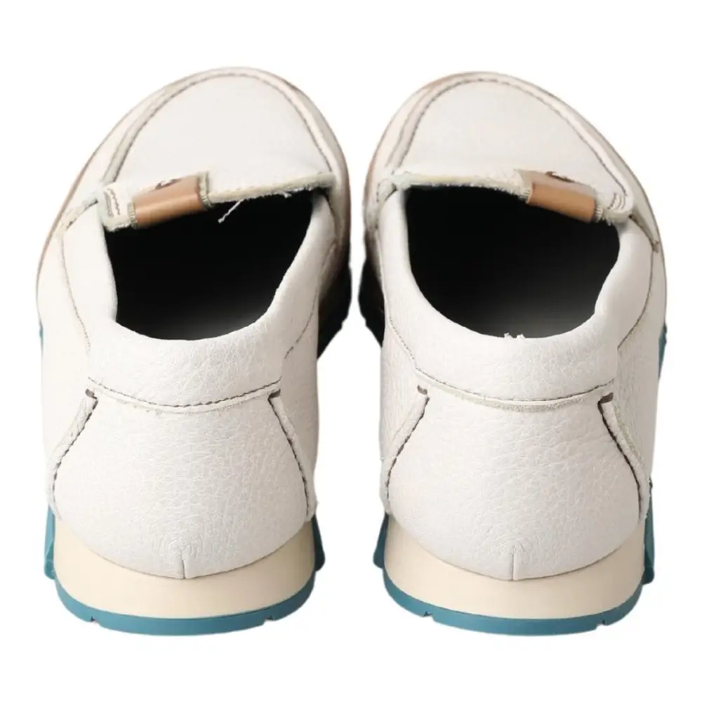 Dolce & Gabbana Weiß Leder Loafers Mokassins Schuhe