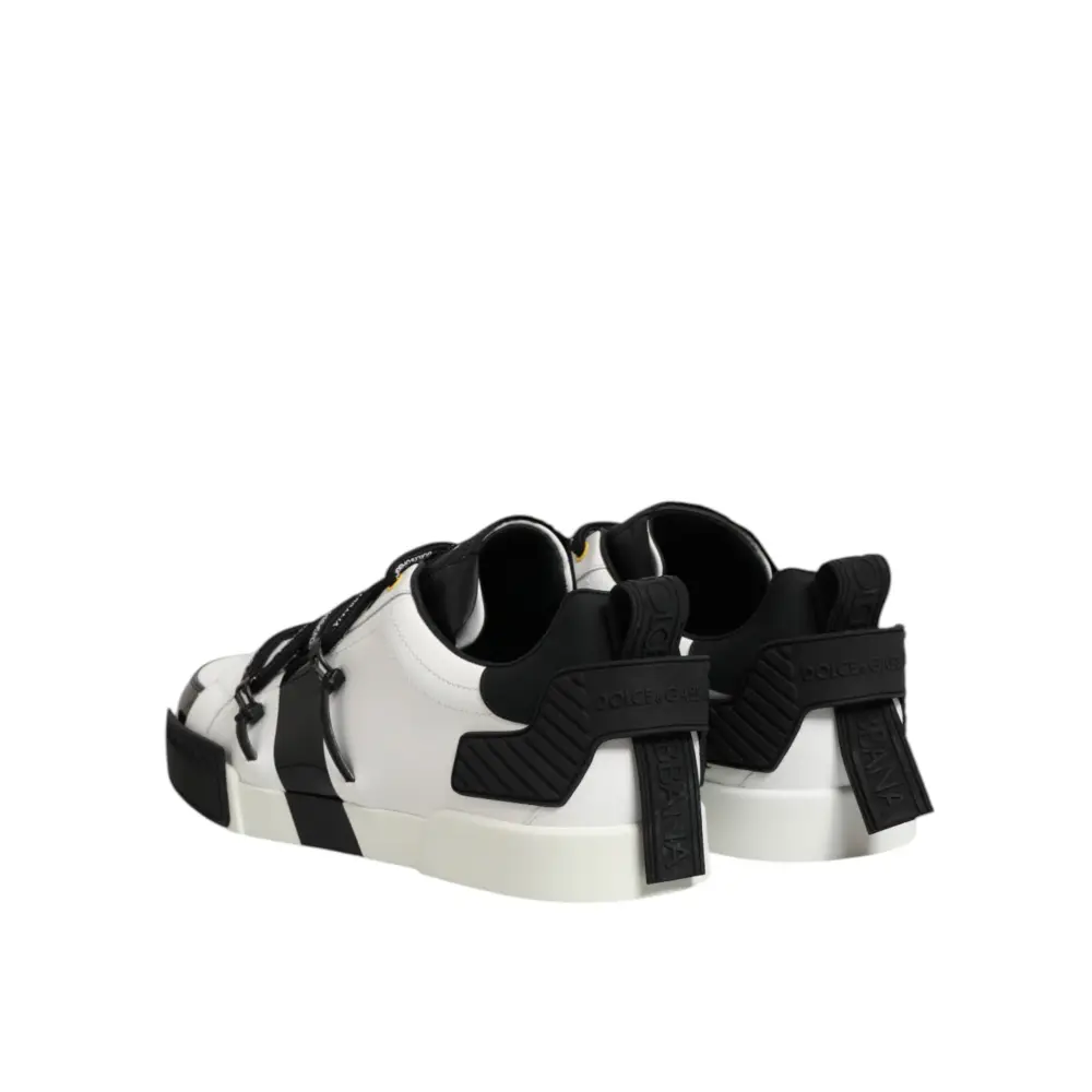 Dolce & Gabbana Weiß Leder Logo Portofino Turnschuhe Schuhe - EU47/US14