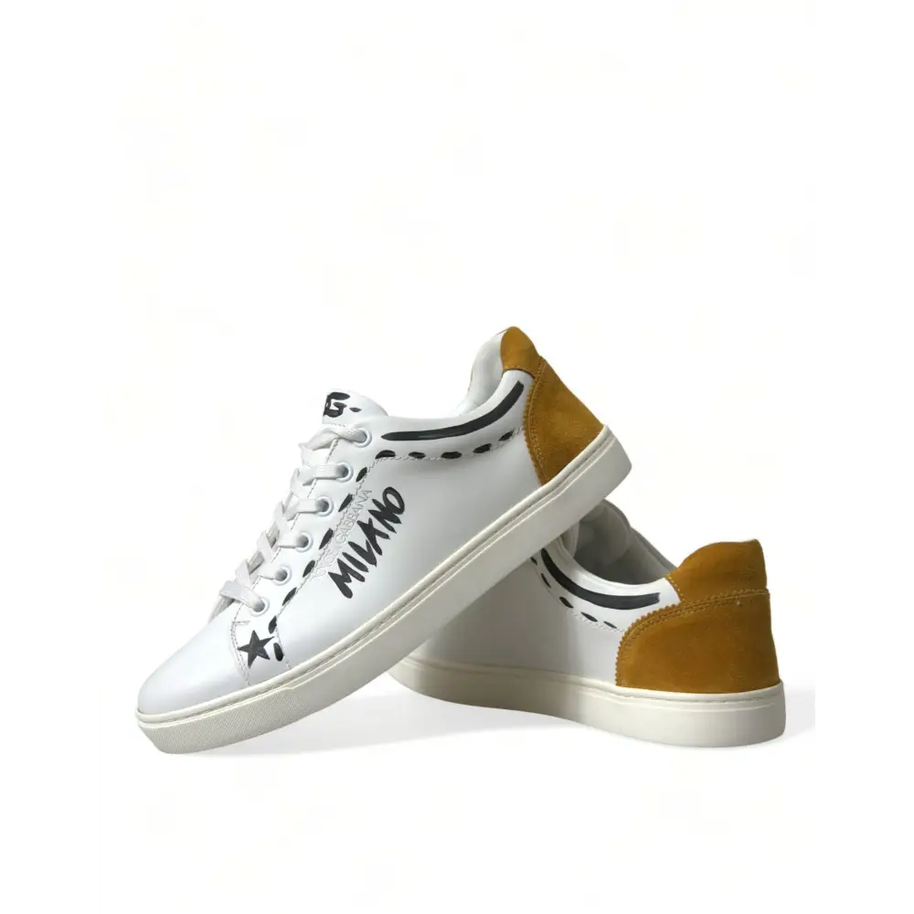 Dolce & Gabbana Weiß Leder LOVE Milano Männer Turnschuhe Schuhe - EU39.5/US6.5