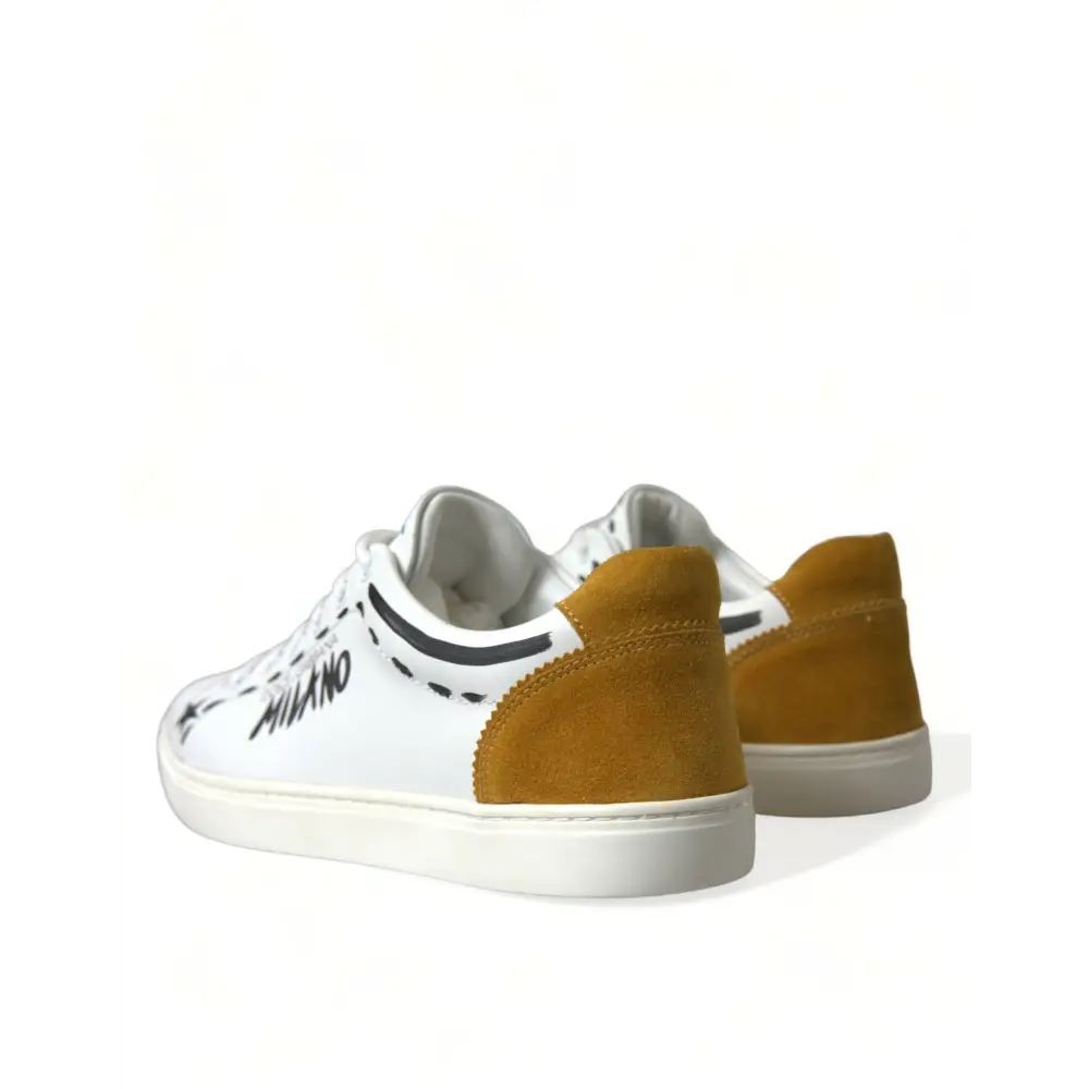 Dolce & Gabbana Weiß Leder LOVE Milano Männer Turnschuhe Schuhe - EU39.5/US6.5