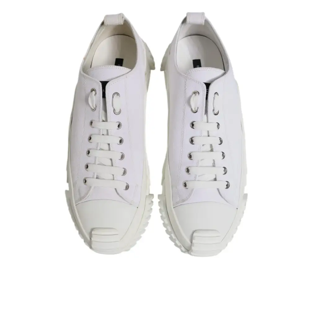 Dolce & Gabbana Weiß Leder Low Top NS1 Turnschuhe Schuhe - EU44/US11