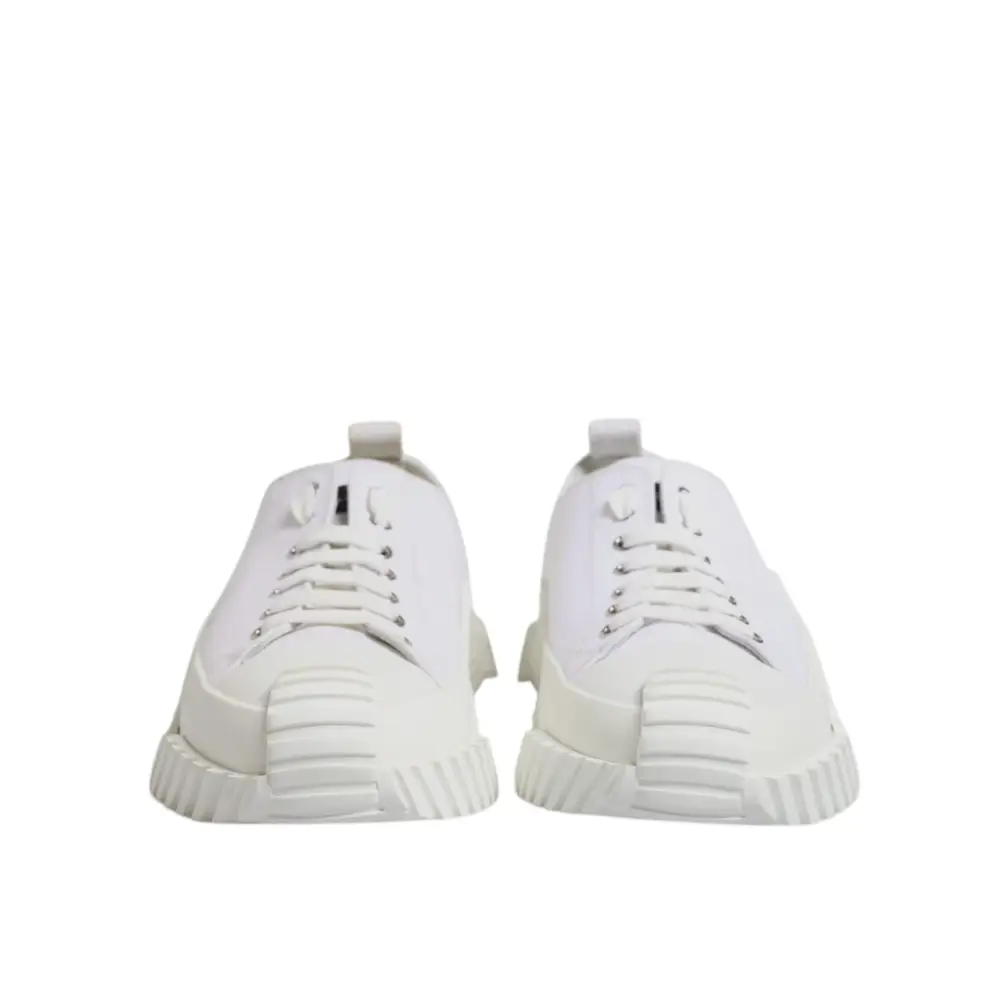 Dolce & Gabbana Weiß Leder Low Top NS1 Turnschuhe Schuhe - EU44/US11