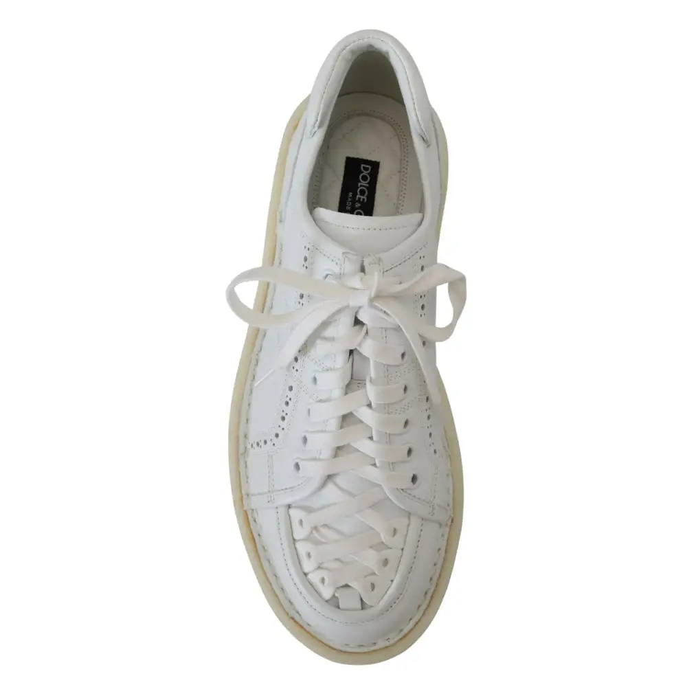 Dolce & Gabbana Weiß Leder Low Top Oxford Turnschuhe Freizeitschuhe - EU40/US7