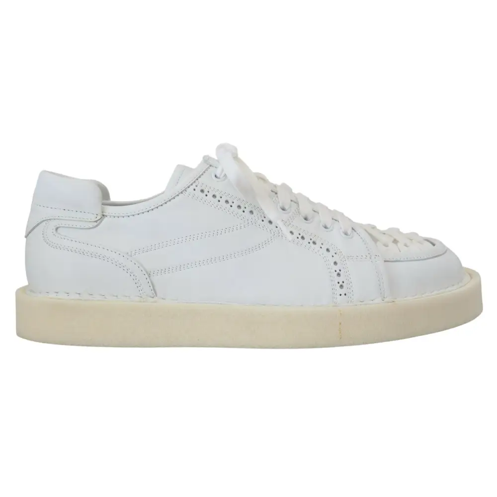 Dolce & Gabbana Weiß Leder Low Top Oxford Turnschuhe Freizeitschuhe - EU40/US7