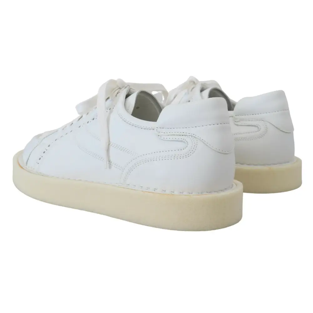 Dolce & Gabbana Weiß Leder Low Top Oxford Turnschuhe Freizeitschuhe - EU40/US7